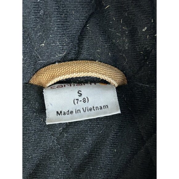 Carhartt Youth Small 7-8 Canvas Jacket Coat Tan Duck Canvas Quilted Hooded - Picture 3 of 16